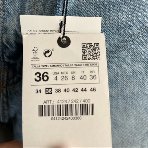 Zara straight distressed high rise full length blue jeans size 4 - Picture 6 of 10